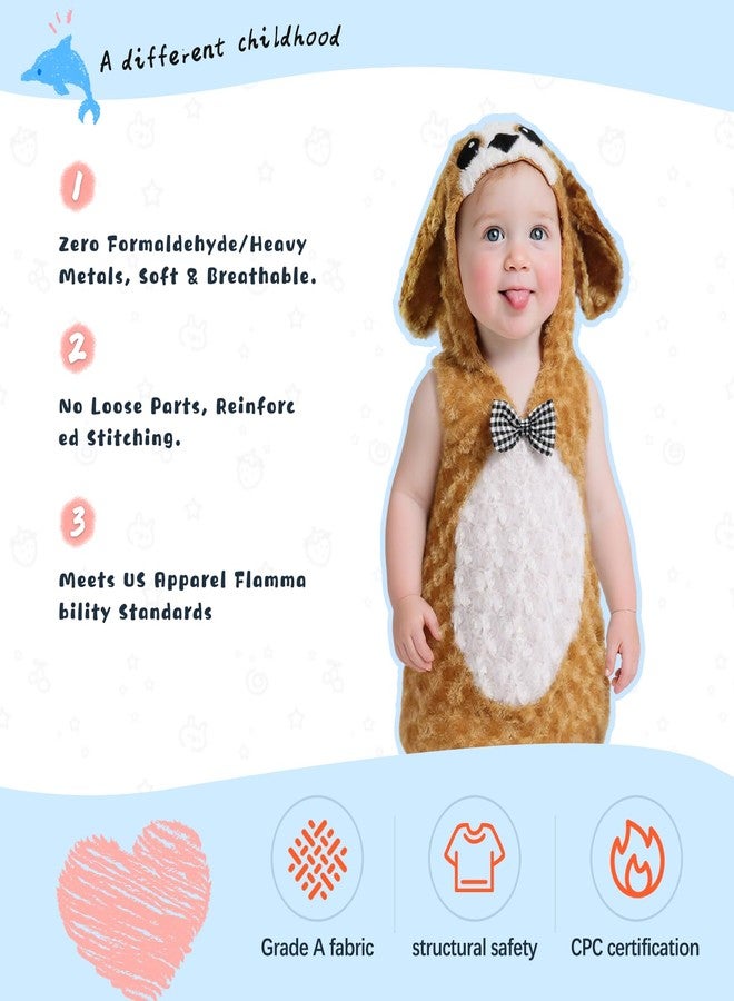 UQJE Kids Dog Costume Furry Toddler Puppy Costume Halloween Cute Plush Dog Dress Up Baby Animal Costumes-S - Image 2